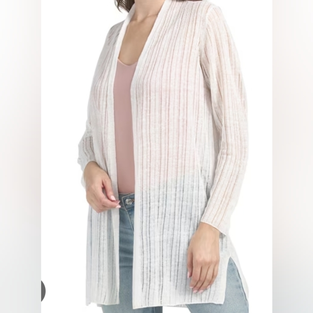 Market & Spruce Cream Ribbed Knit Cardigan